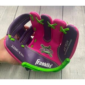 Pink & Purple Franklin Air Tech 8.5 Inch Girl Tee Ball Glove, RHT